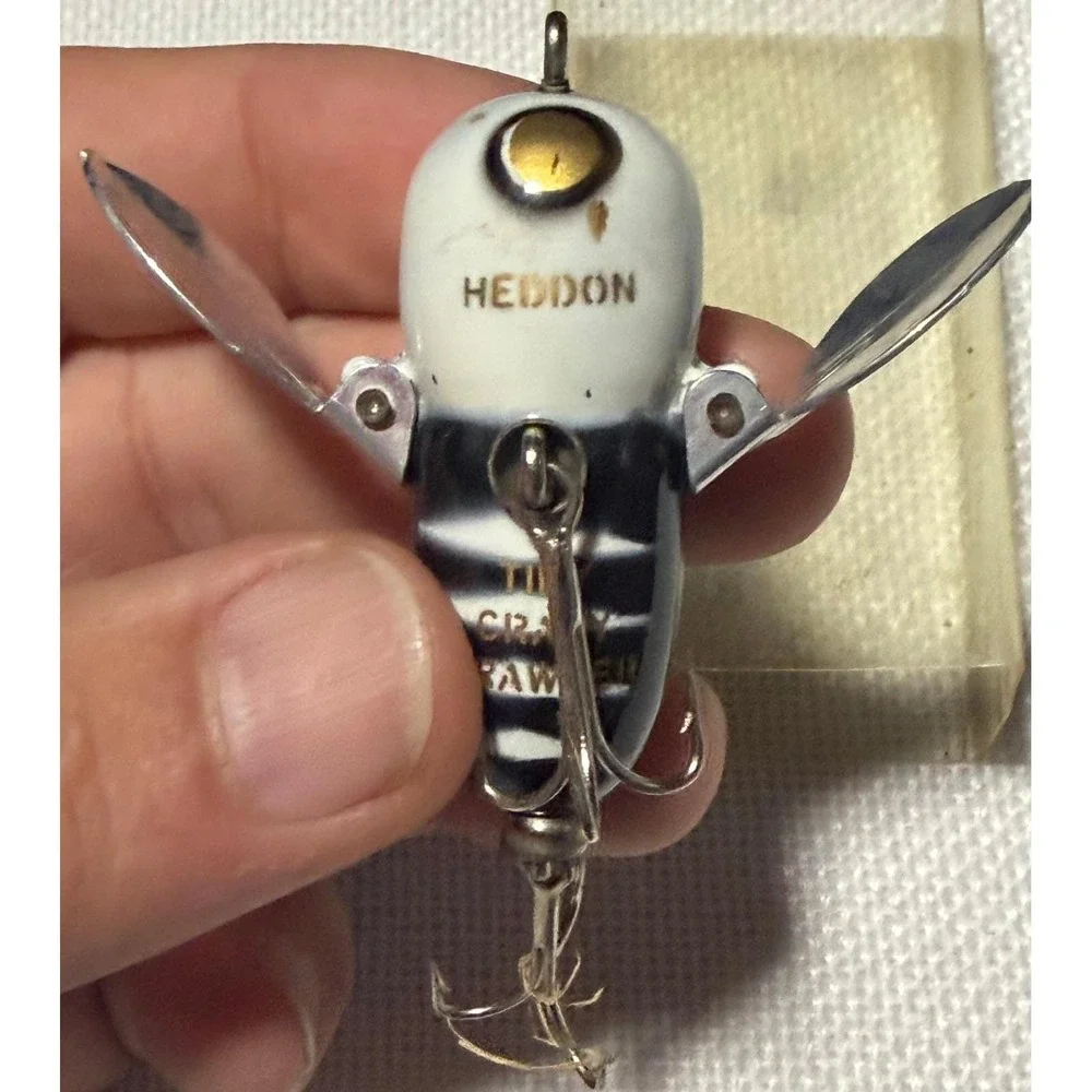 VTG Heddon Tiny Crazy Crawler 320 BWH Fishing Lure with Original Box Black White
